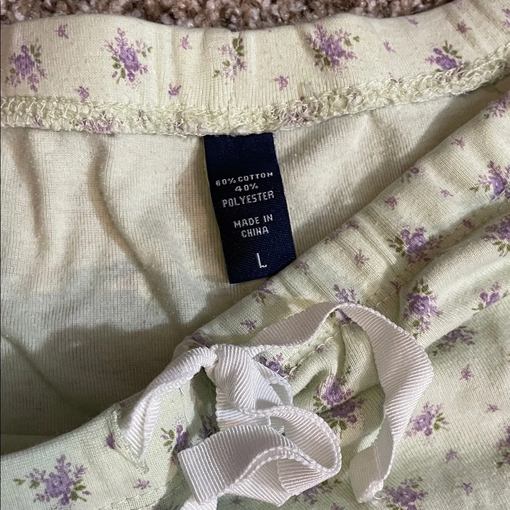 Light Green Floral Pajama Pants